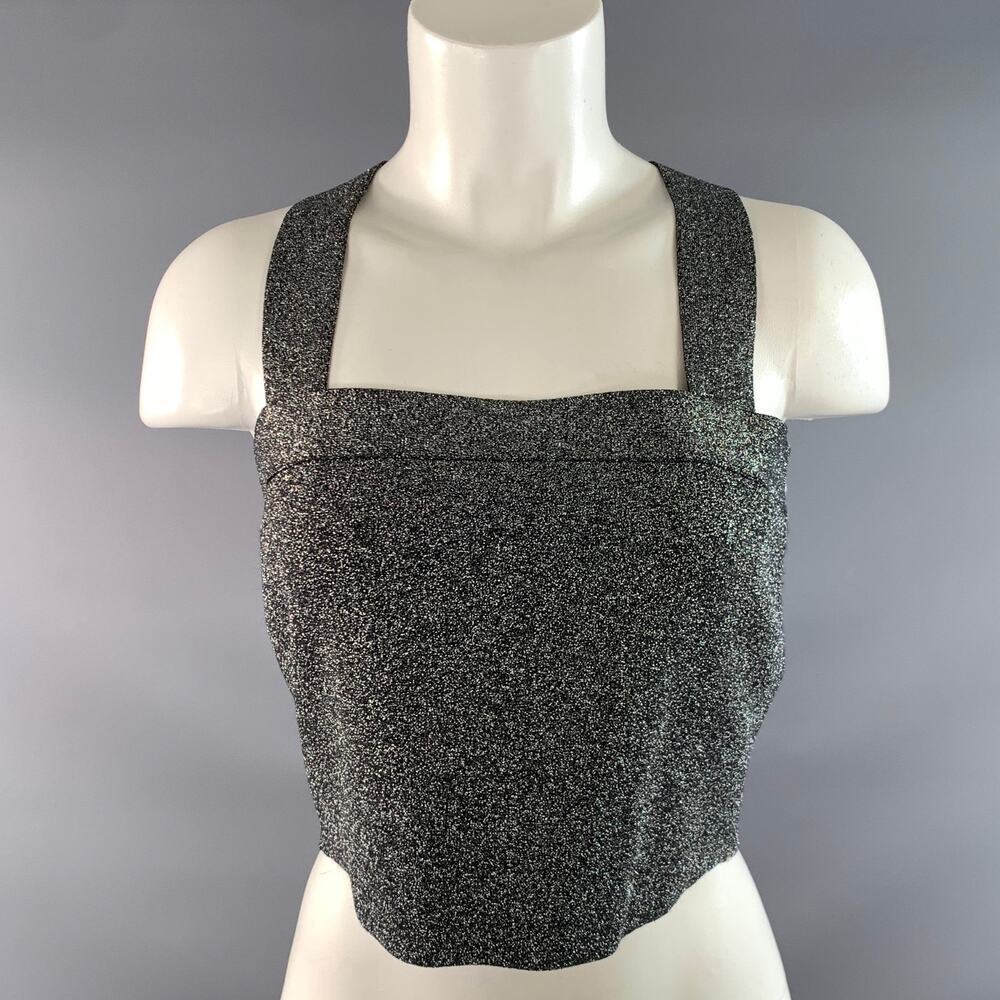 DEREK LAM Size L Silver Black Viscose Tank Casual Top